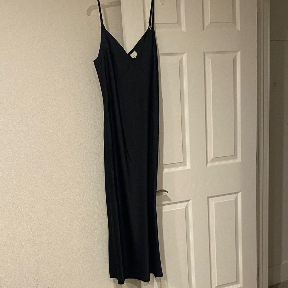 Elegant Satin Black Maxi Dress